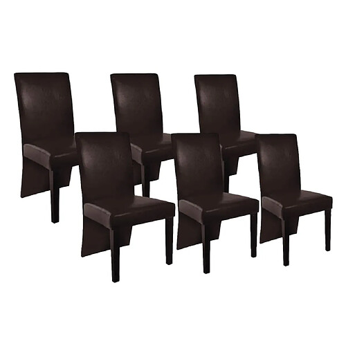 vidaXL Chaises à manger lot de 6 marron foncé similicuir