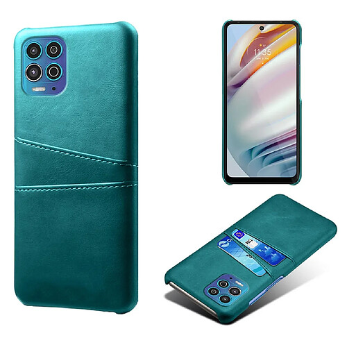 Coque en TPU + PU avec double porte-cartes vert pour votre Motorola Moto G100/Edge S