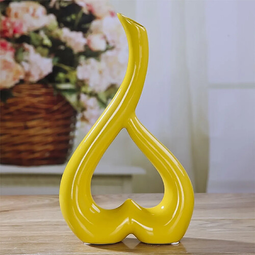 Wewoo Forme de coeur créatif vase en céramique fleur décor à la maison décoration de mariage festival bureau jaune