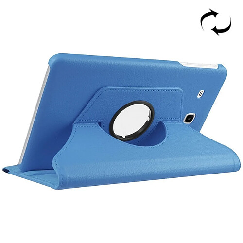 Wewoo Housse Étui bleu pour Samsung Galaxy Tab E 9.6 / T560 / T561 Litchi Texture Horizontal Flip solide couleur en cuir avec 360 degrés support de rotation