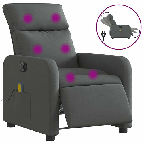 Maison Chic Fauteuil Relax pour salon, Fauteuil inclinable de massage électrique gris foncé tissu -GKD55681