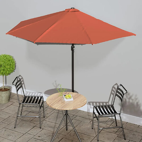 vidaXL Parasol de balcon et mât en aluminium Terre cuite 300x155x223cm