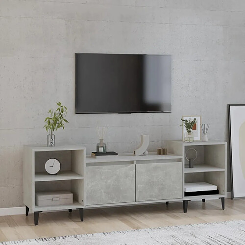 Maison Chic Meuble TV scandinave - Banc TV pour salon Gris béton 160x35x55 cm Bois d'ingénierie -MN70311