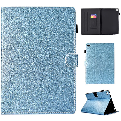 Wewoo Housse Coque Pour iPad Air / Air 2 / iPad 9.7 Etui en cuir à rabat horizontal avec poudre de scintillement support et fente carte Bleu