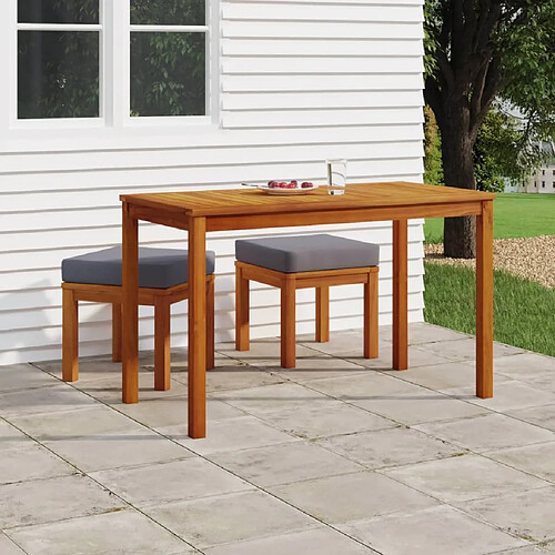 Salle à dîner de jardin 3 pcs,Table et chaise à manger avec coussins Acacia solide -MN80454