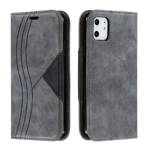 Wewoo Coque Pour iPhone 11 Splicing Color Magnetic Hem Horizontal Flip Housse en cuir avec support et fentes cartes Gris