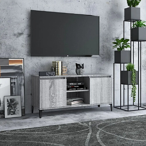 Maison Chic Meuble TV scandinave avec pieds - Banc TV pour salon en métal Sonoma gris 103,5x35x50 cm -MN16073