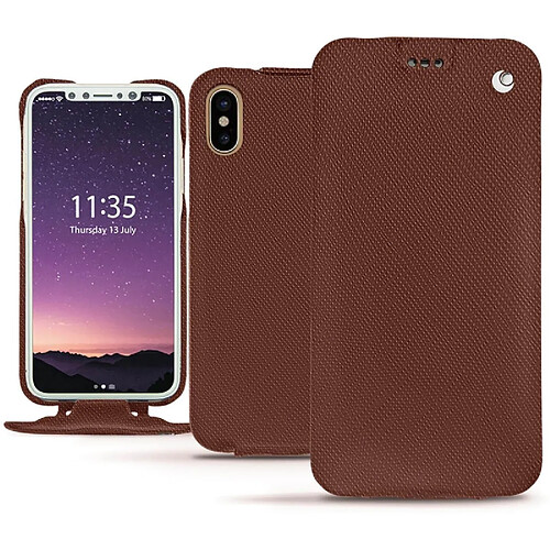 Housse cuir Apple iPhone Xs - Rabat vertical - Marron délicat ( Pantone #95614d) - NOREVE