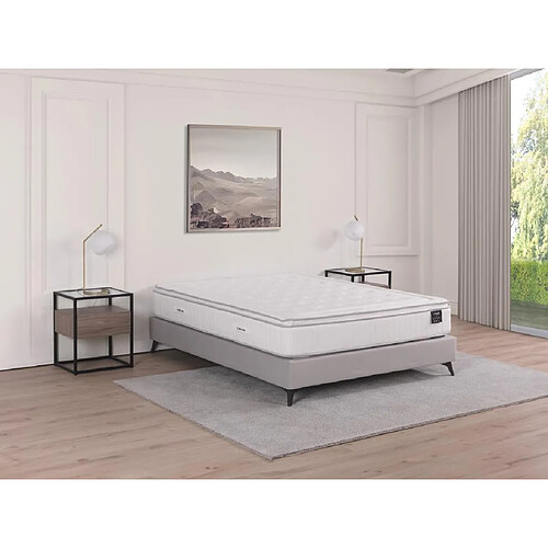 Vente-Unique Matelas 160 x 200 cm anti-feu ressorts ensachés 5 zones, mémoire de forme et surmatelas intégré ép.28cm - OROS de YSMÉE HÔTEL