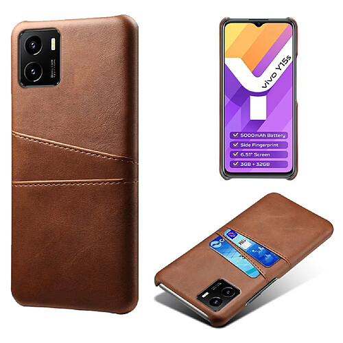 Coque en TPU + PU anti-griffes avec porte-cartes, marron pour votre Vivo Y15s