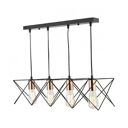 Luminaire Center Suspension Midi Cuivre poli,Noir mat 4 ampoules 1,75cm