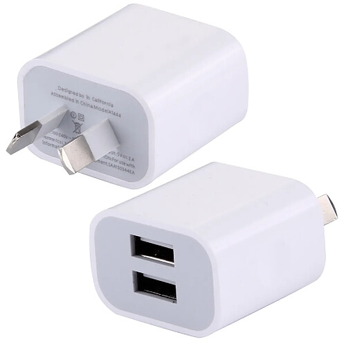 Wewoo Pour iPhone, Galaxy, Huawei, Xiaomi, blanc LG, HTC et autres Smartphones, Dispositifs Rechargeables, AU Plug 5V 2A Haute Compatibilité 2 Ports USB Chargeur,