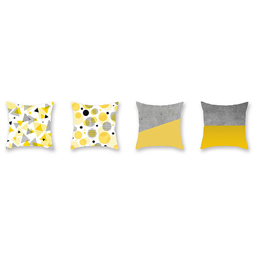 YP Select 4pcs jaune taie d'oreiller géométrique canapé taie d'oreiller de coussin - 4 jaune 45X45Cm