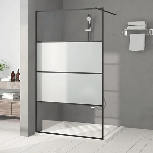 Maison Chic Paroi de douche | Écran de douche | Cloison de douche Noir 115x195 cm Verre ESG demi-dépoli -GKD48932