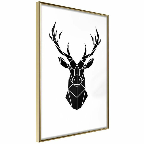 Paris Prix Affiche Murale Encadrée Geometric Stag 30 x 45 cm Or