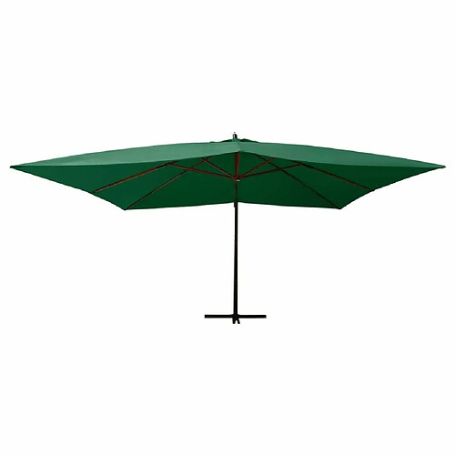 Maison Chic Parasol Jardin | Parasol en porte-à-faux avec mat en bois 400x300 cm Vert - GKD91107