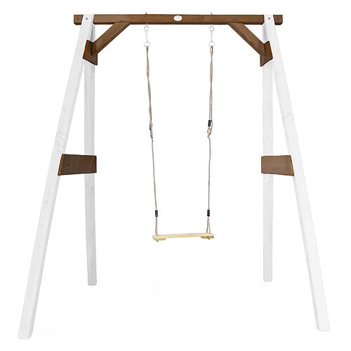 AXI Portique en Bois FSC BLANC / Marron avec Balançoire Enfant | Balançoire pour l'extérieur / le jardin