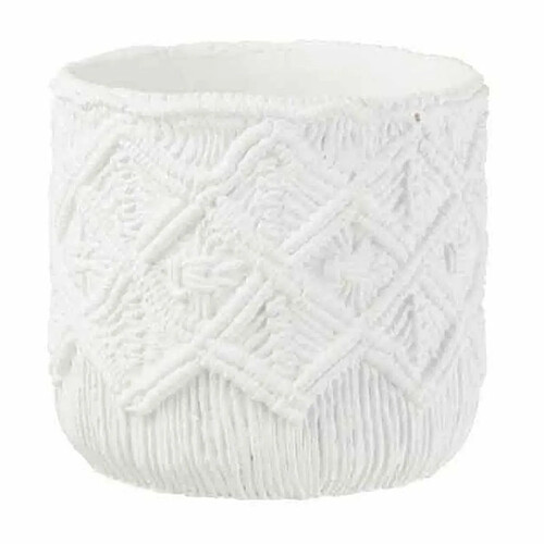 Paris Prix Cache-Pot Déco en Ciment Damier 20cm Blanc