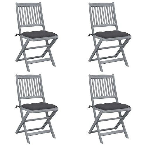 Maison Chic Lot de 4 Chaises pliables d'extérieur avec coussins | chaises de jardin | Fauteuil Relax Bois d'acacia -GKD75649