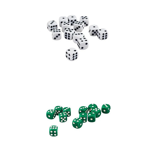 Paquet de 100 D6 à six faces pour D u0026 D RPG MTG Accessoires Vert + Blanc