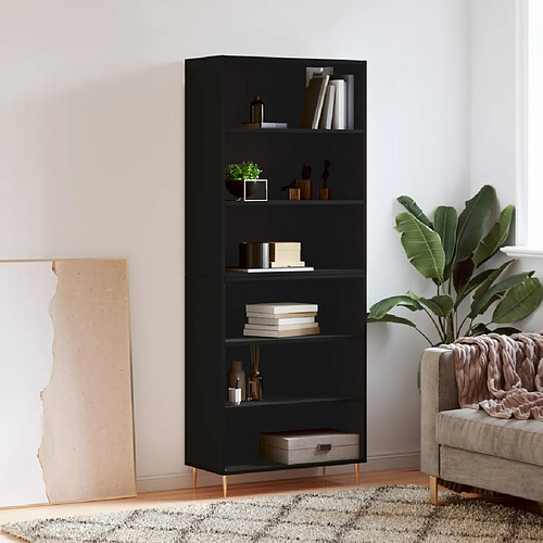 vidaXL Buffet noir 69,5x32,5x180 cm bois d'ingénierie