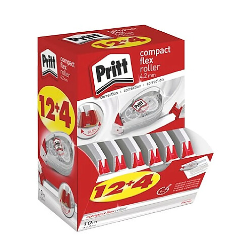 Pack de 12 + 4 correcteurs à sec compact Pritt largeur 4,2 mm longueur 10 m