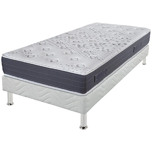 Ebac Matelas + sommier déco 90x190 Mousse - Majorca - Soutien ferme - Made in France