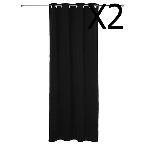 Pegane Lot de 2 rideaux occultant coloris Noir - Dim : 140 X 260 cm .