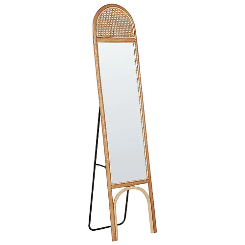 Beliani Miroir sur pied BRUSSEY Rotin Naturel