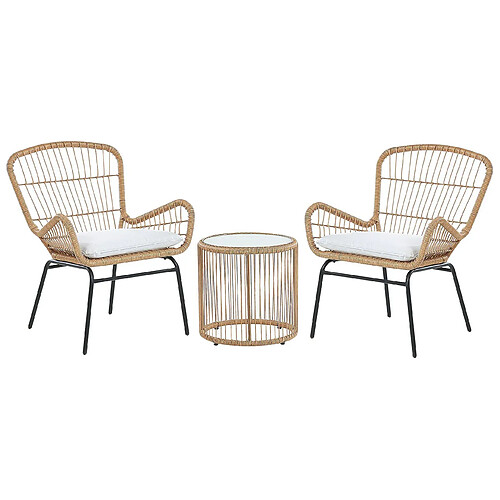 Beliani Ensemble pour bistro avec coussin Marron clair LABICO