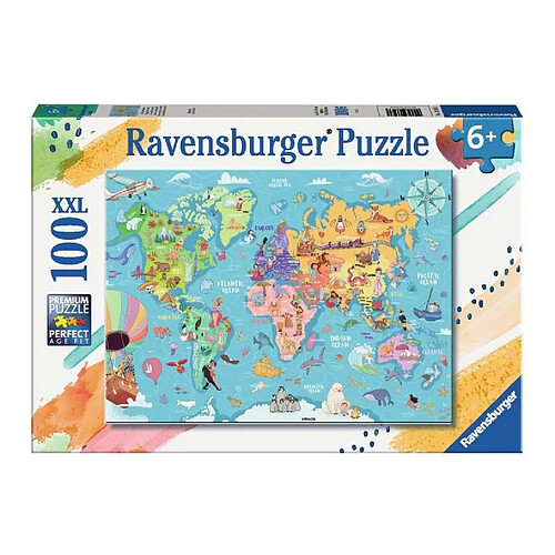 Ravensburger Puzzle La carte du monde - 100 pcs XXL