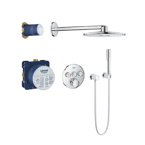 GROHE Set de douche encastré Rainshower 310 SmartActive 34705000 - Grohtherm SmartControl - Tete 2 jets - Economie d'eau - Chrome