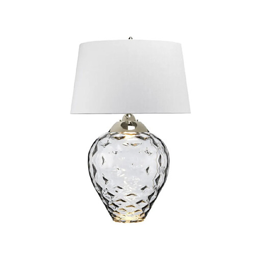 Elstead Lighting Lampe de table Samara Verre transparent,acier,fausse soie, Verre teinté fumé