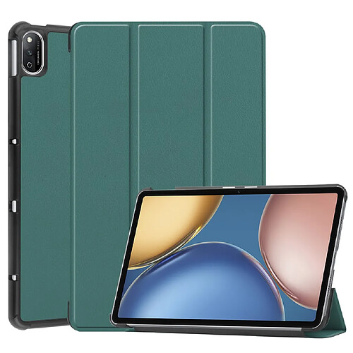 Etui en PU fonction réveil/veille automatique avec support vert foncé pour votre Honor Tablet V7