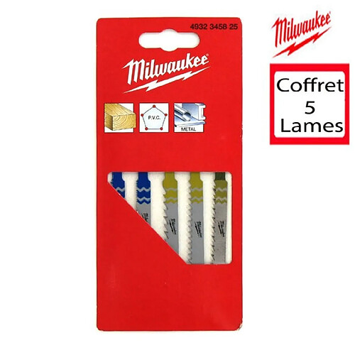 Carte de 5 lames de scies MILWAUKEE Spécial métal/bois/PVC - 4932345825