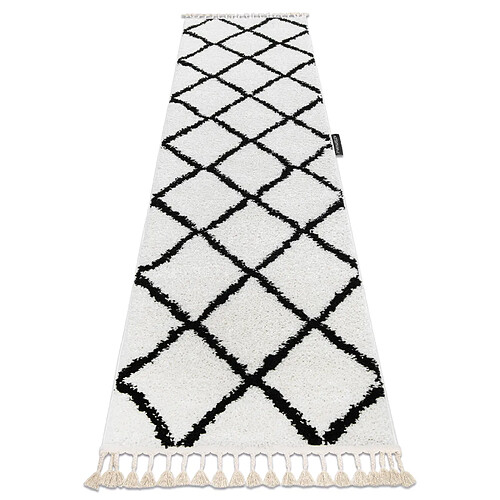 RUGSX Le tapis, le tapis de couloir BERBERE CROSS blanc - pour la cuisine, l'antichambre, le couloir 60x300 cm