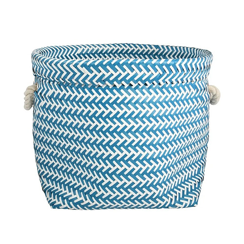 MSV Panier de rangement avec poignées 29x23cm Bleu & Blanc