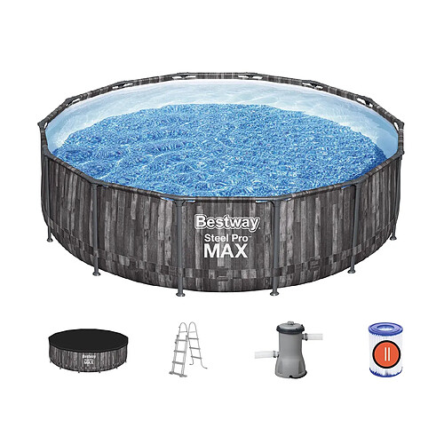 Piscine tubulaire Steel Pro Max décor bois ronde 4,27 x 1,07 m - Bestway