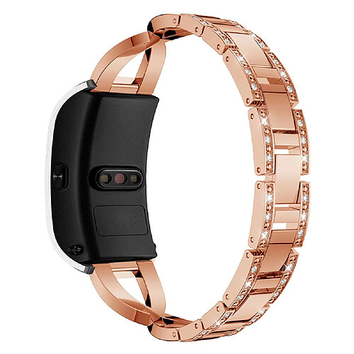 Bracelet en métal 18mm, strass décor, or rose pour votre Garmin Venu 2S/Vivoactive 4S