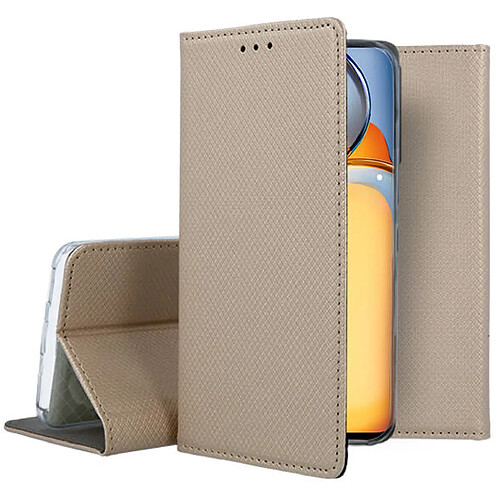 Htdmobiles Housse pour Xiaomi Redmi 13C / Poco C65 / Poco M6 5G - etui coque pochette portefeuille + verre trempe - OR MAGNET