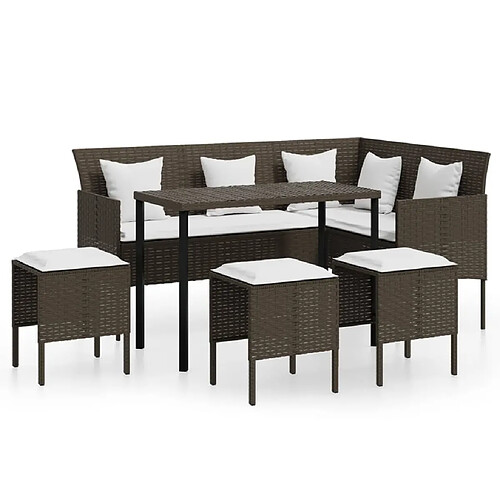 Maison Chic Ensemble de canapés en L 5pcs, Canapé droit pour salon, Sofa Relax avec coussins Résine tressée Brun -GKD662052