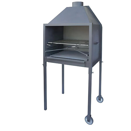 Visiodirect Barbecue de compagne en Zinc coloris Gris - 80 x 108 x 65 x 183 cm