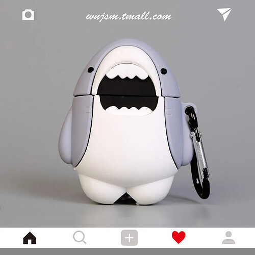 GUPBOO Airpods Coque Housse Étui Protecteur Compatible pour AirPods 3-Dessin animé mignon grand requin blanc