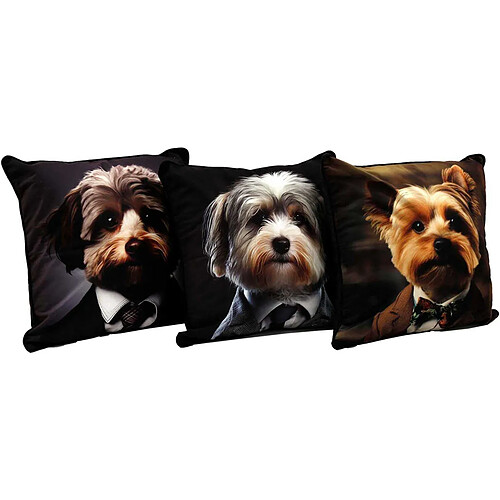 Sil Coussin imprimé chiens Fluffy 45 x 45 cm (Lot de 3).