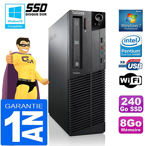 PC Lenovo M92p SFF Intel G630 Ram 8Go Disque 240 Go SSD Graveur DVD Wifi W7 · Occasion