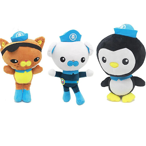 Universal 3pcs The Octonauts Plush Toy Barnacles Kwazii Peso Doctor Doll 25cm()