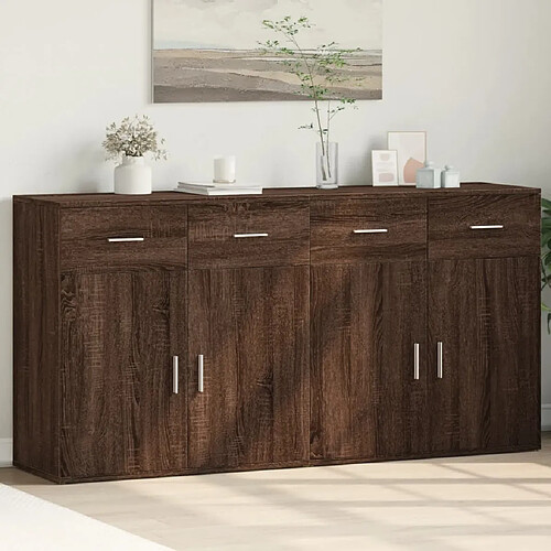 vidaXL Buffets 2 pcs chêne marron 79x38x80 cm bois d'ingénierie