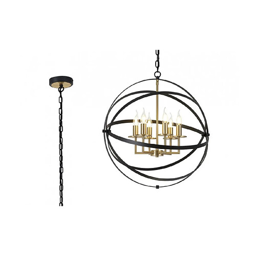 Luminaire Center Suspension 6 ampoules Or noir