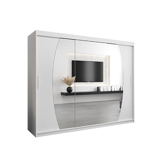 Abiks Meble Armoire Elypse à portes coulissantes 200/250/62 3 portes (blanc/blanc)