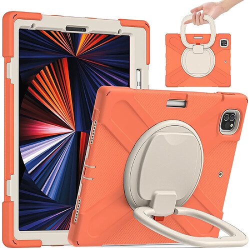 Coque en TPU + silicone à absorption magnétique, hybride avec béquille corail vivant pour votre Apple iPad Pro 12.9 pouces (2021)